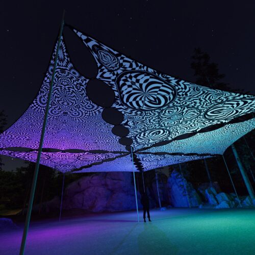 MT-TR02 and MT-TR03 - 6 Triangles Canopy Set - UV-Reactive Flurescent Ceiling Decoration - 3D-Preview