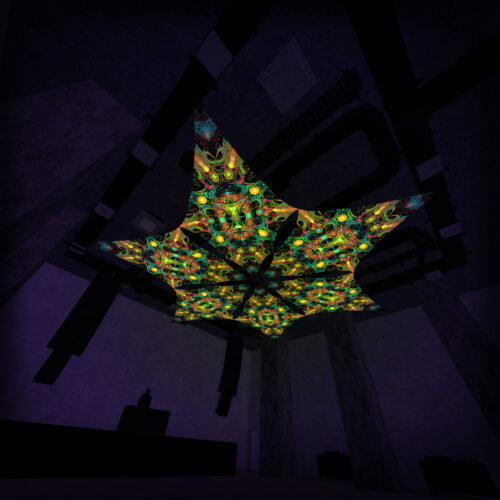 R2-DM02 - 6 Diamonds Canopy Set - UV-Reactive Flurescent Ceiling Decoration - 3D-Preview