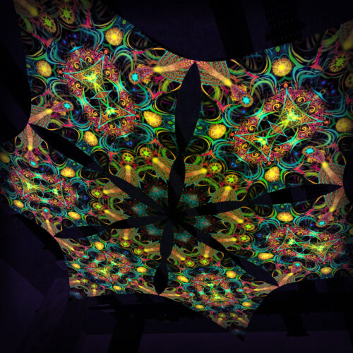 R2-DM02 - 6 Diamonds Canopy Set - UV-Reactive Flurescent Ceiling Decoration - 3D-Preview