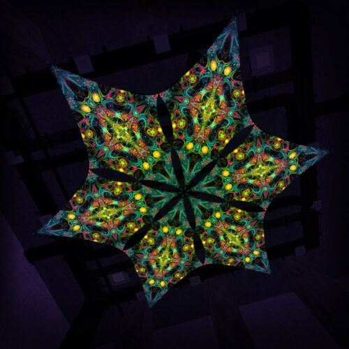 R2-DM03 - 6 Diamonds Canopy Set - UV-Reactive Flurescent Ceiling Decoration - 3D-Preview