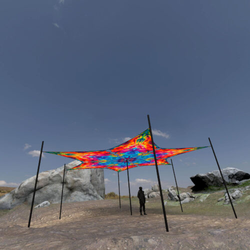 TD-DM03 - 6 Diamonds Canopy Set - UV-Reactive Flurescent Ceiling Decoration - 3D-Preview