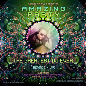 Alien Enlightenment - Free Party Promotion Materials - Facebook Instagram Post Template - Featured Artist