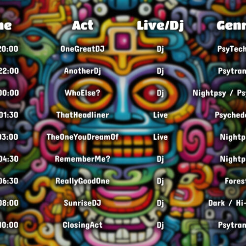 Aztec God - Free Party Promotion Materials - Event Time-Table Schedule Template