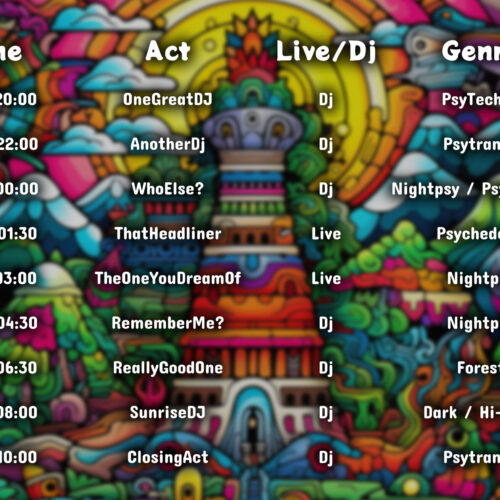 Aztec Temple - Free Party Promotion Materials - Event Time-Table Schedule Template