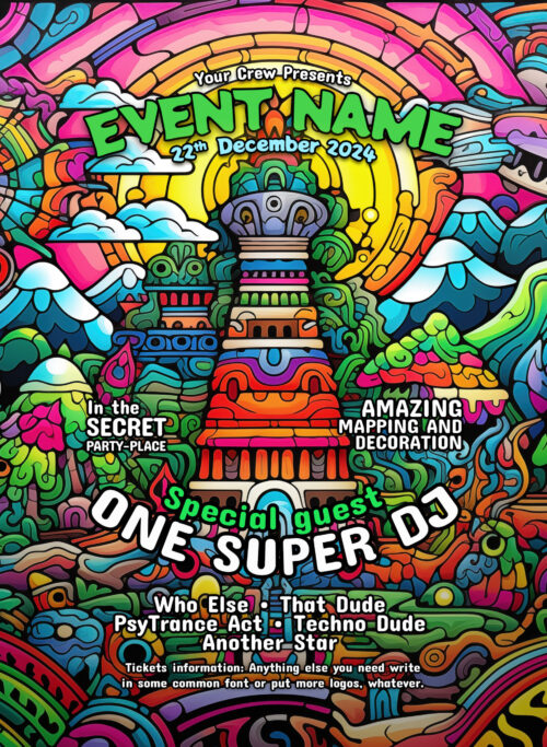 Aztec Temple - Free Party Promotion Materials - A5 Flyer template
