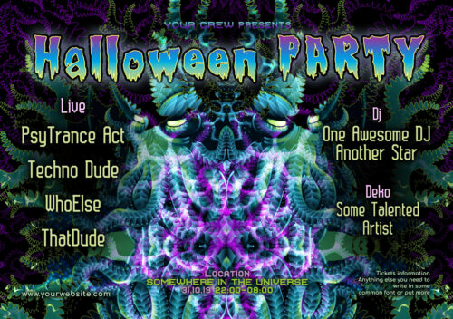 Cthulhu Mandala - Free Party Promotion Materials - A5 Flyer template