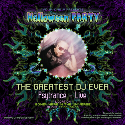 Cthulhu Mandala - Free Party Promotion Materials - Facebook Instagram Post Template - Featured Artist