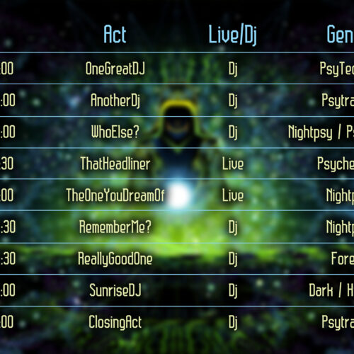 Enlightenment - Free Party Promotion Materials - Event Time-Table Schedule Template
