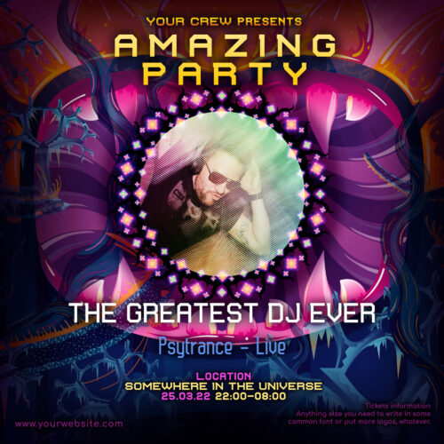 Frozen Corals - Free Party Promotion Materials - Facebook Instagram Post Template - Featured Artist