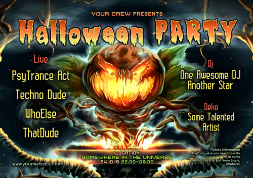 Jack the Pumpkin - Free Party Promotion Materials - A5 Flyer template