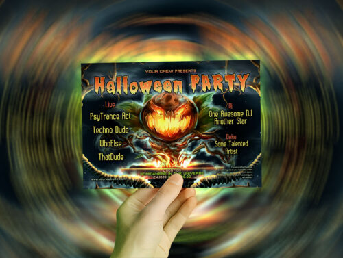 Jack the Pumpkin - Free Party Promotion Materials - A5 Flyer template mockup