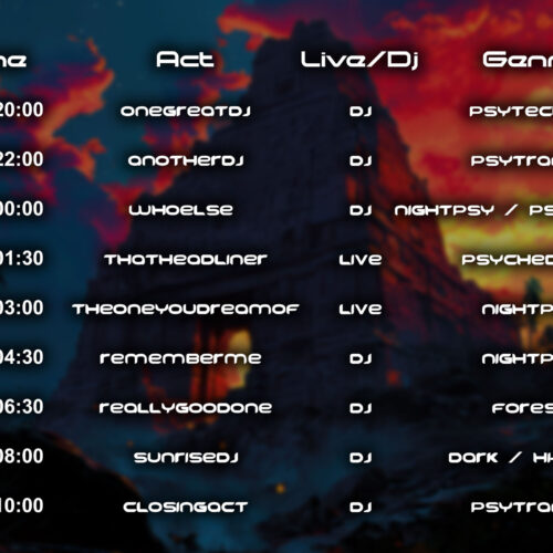 Jungle Ruins - Free Party Promotion Materials - Event Time-Table Schedule Template