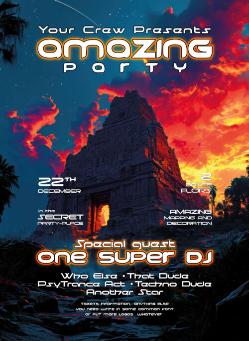 Jungle Ruins - Free Party Promotion Materials - A5 Flyer template