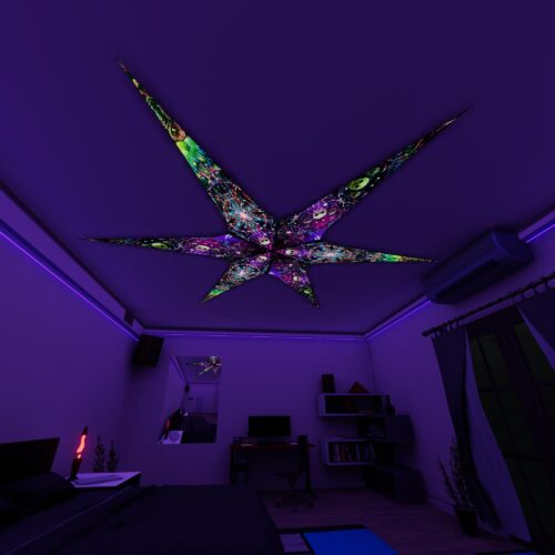 AE-Alien-Galaxy and AE-Space-Skulls – 6 Petals Canopy Set - UV-Reactive Flurescent Ceiling Decoration - 3D-Preview