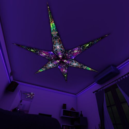 AE-Alien-Galaxy and AE-Space-Skulls – 6 Petals Canopy Set - UV-Reactive Flurescent Ceiling Decoration - 3D-Preview