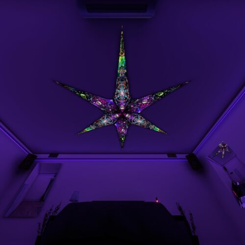 AE-Alien-Galaxy and AE-Space-Skulls – 6 Petals Canopy Set - UV-Reactive Flurescent Ceiling Decoration - 3D-Preview