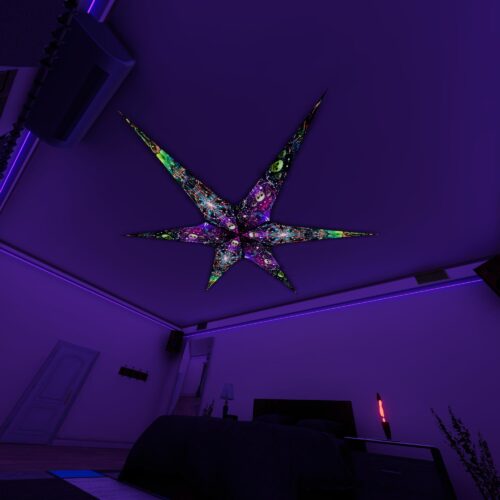 AE-Alien-Galaxy and AE-Space-Skulls – 6 Petals Canopy Set - UV-Reactive Flurescent Ceiling Decoration - 3D-Preview