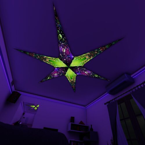 AE - Space-Skulls and AE-Trippy-Alien – 6 Petals Canopy Set - UV-Reactive Flurescent Ceiling Decoration - 3D-Preview