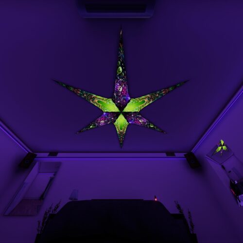 AE - Space-Skulls and AE-Trippy-Alien – 6 Petals Canopy Set - UV-Reactive Flurescent Ceiling Decoration - 3D-Preview