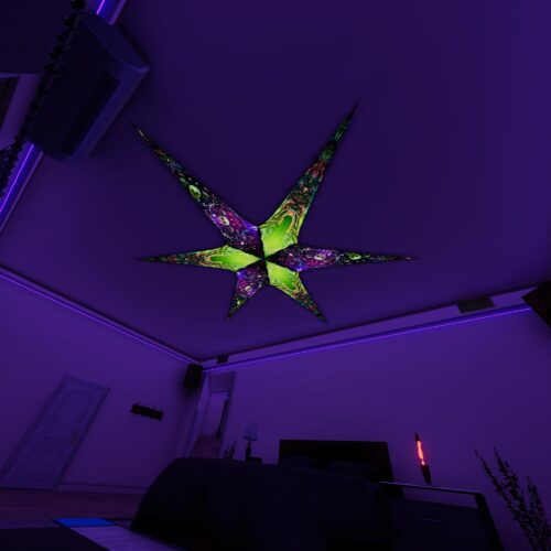 AE - Space-Skulls and AE-Trippy-Alien – 6 Petals Canopy Set - UV-Reactive Flurescent Ceiling Decoration - 3D-Preview