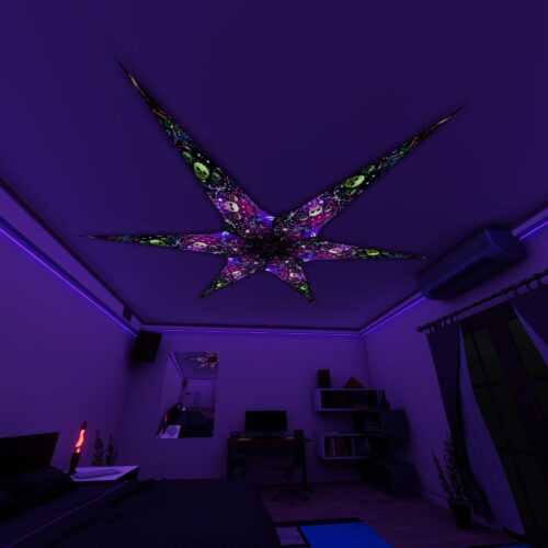 AE - Space-Skulls – 6 Petals Canopy Set - UV-Reactive Flurescent Ceiling Decoration - 3D-Preview