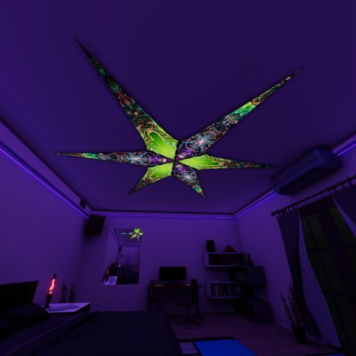 AE - Trippy-Alien and AE-Alien-Galaxy – 6 Petals Canopy Set - UV-Reactive Flurescent Ceiling Decoration - 3D-Preview