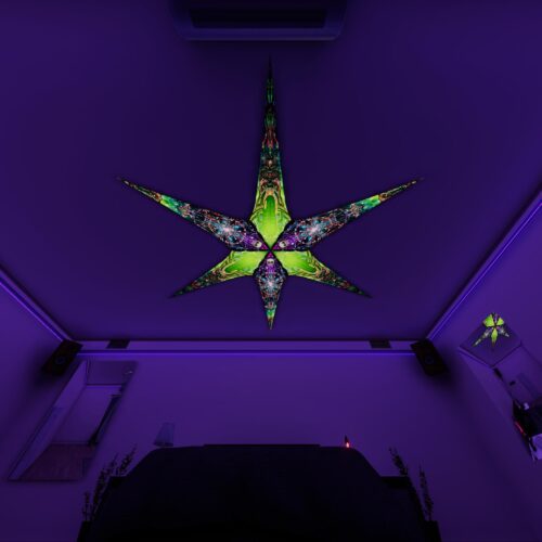 AE - Trippy-Alien and AE-Alien-Galaxy – 6 Petals Canopy Set - UV-Reactive Flurescent Ceiling Decoration - 3D-Preview
