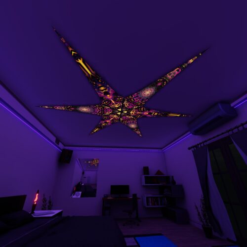 AS-PT02 and AS-PT03 – 6 Petals Canopy Set - UV-Reactive Flurescent Ceiling Decoration - 3D-Preview