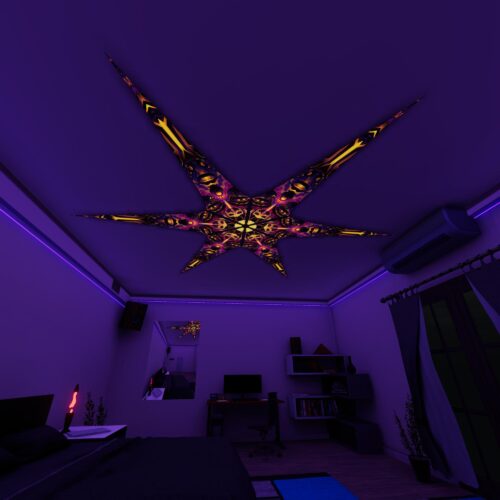 AS-PT02 – 6 Petals Canopy Set - UV-Reactive Flurescent Ceiling Decoration - 3D-Preview