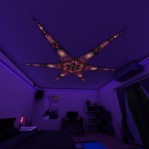 AS-PT03 – 6 Petals Canopy Set - UV-Reactive Flurescent Ceiling Decoration - 3D-Preview
