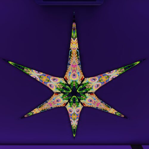 BR-DMT-Fish and BR-Mind-Tunnel – 6 Petals Canopy Set - UV-Reactive Flurescent Ceiling Decoration - 3D-Preview