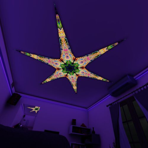 BR-DMT-Fish – 6 Petals Canopy Set - UV-Reactive Flurescent Ceiling Decoration - 3D-Preview