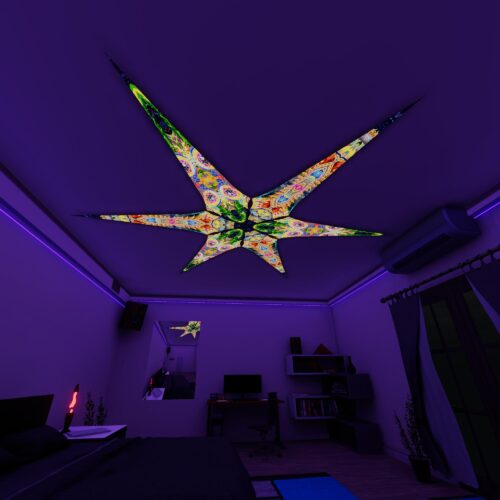 BR-Mind-Tunnel and BR-Psychic-Vajra – 6 Petals Canopy Set - UV-Reactive Flurescent Ceiling Decoration - 3D-Preview