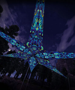 Cyber-Nexus and Neuro-Hybrid – 6 Petals Canopy Set - UV-Reactive Flurescent Ceiling Decoration - 3D-Preview