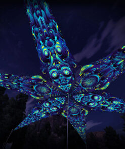 Cyber-Nexus and Neuro-Hybrid – 6 Petals Canopy Set - UV-Reactive Flurescent Ceiling Decoration - 3D-Preview
