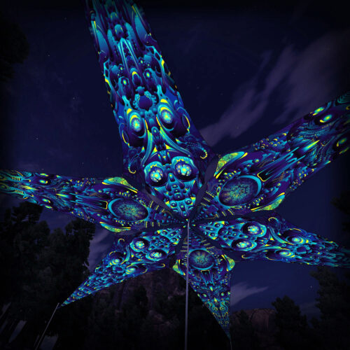Cyber-Nexus and Neuro-Hybrid – 6 Petals Canopy Set - UV-Reactive Flurescent Ceiling Decoration - 3D-Preview