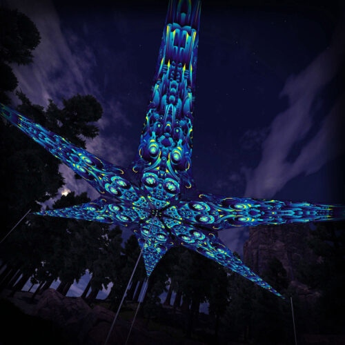 Cyber-Nexus – 6 Petals Canopy Set - UV-Reactive Flurescent Ceiling Decoration - 3D-Preview