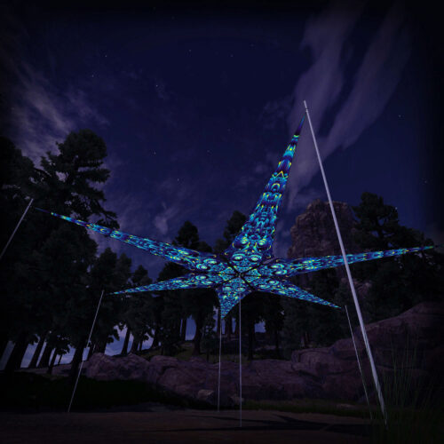 Cyber-Nexus – 6 Petals Canopy Set - UV-Reactive Flurescent Ceiling Decoration - 3D-Preview