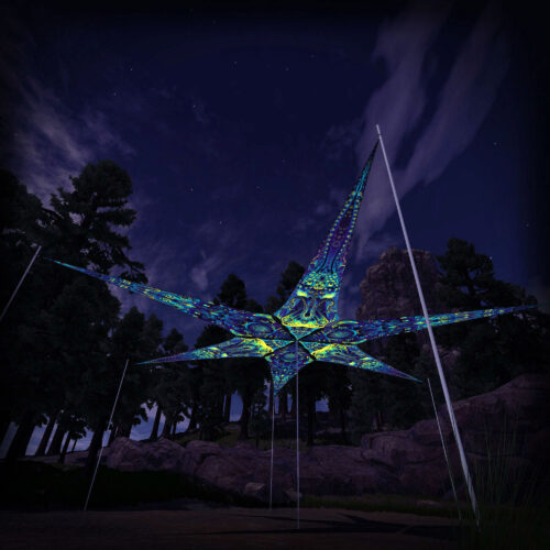 Neuro-Hybrid and Octo-Bioforge – 6 Petals Canopy Set - UV-Reactive Flurescent Ceiling Decoration - 3D-Preview