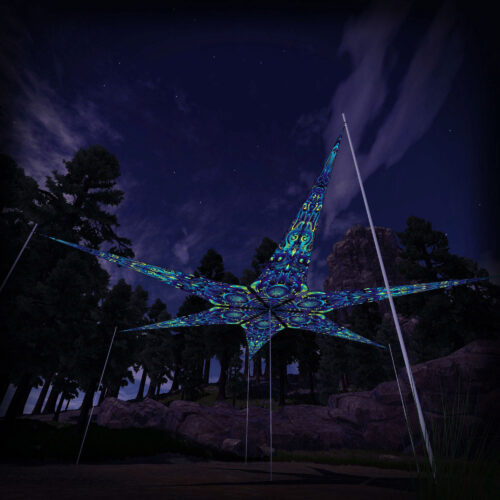 Neuro-Hybrid – 6 Petals Canopy Set - UV-Reactive Flurescent Ceiling Decoration - 3D-Preview