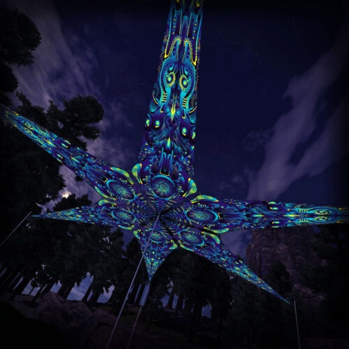 Neuro-Hybrid – 6 Petals Canopy Set - UV-Reactive Flurescent Ceiling Decoration - 3D-Preview
