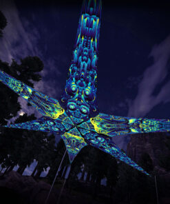 Octo-Bioforge and Cyber-Nexus – 6 Petals Canopy Set - UV-Reactive Flurescent Ceiling Decoration - 3D-Preview