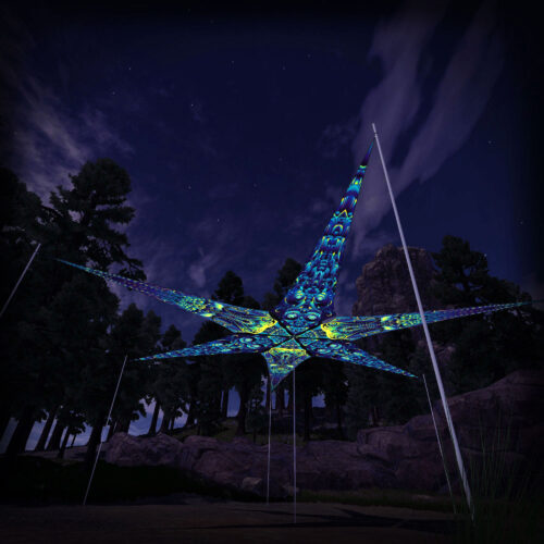 Octo-Bioforge and Cyber-Nexus – 6 Petals Canopy Set - UV-Reactive Flurescent Ceiling Decoration - 3D-Preview