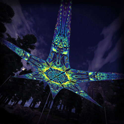 Octo-Bioforge – 6 Petals Canopy Set - UV-Reactive Flurescent Ceiling Decoration - 3D-Preview