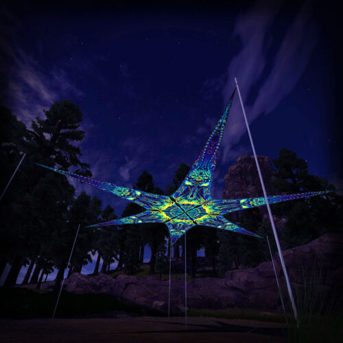 Octo-Bioforge – 6 Petals Canopy Set - UV-Reactive Flurescent Ceiling Decoration - 3D-Preview