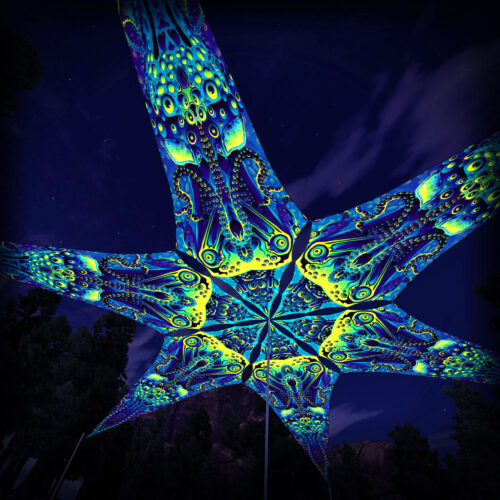 Octo-Bioforge – 6 Petals Canopy Set - UV-Reactive Flurescent Ceiling Decoration - 3D-Preview