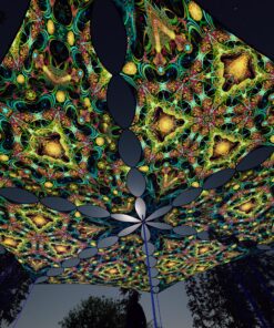 R2-TR01 and R2-TR02 - 6 Triangles Canopy Set - UV-Reactive Flurescent Ceiling Decoration - 3D-Preview