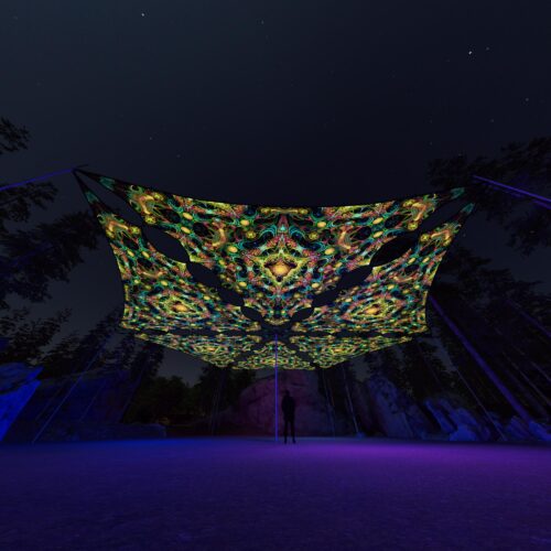 R2-TR01 - 6 Triangles Canopy Set - UV-Reactive Flurescent Ceiling Decoration - 3D-Preview