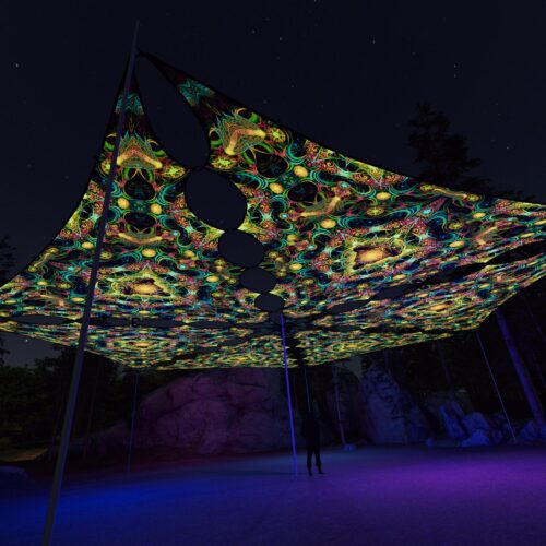 R2-TR01 - 6 Triangles Canopy Set - UV-Reactive Flurescent Ceiling Decoration - 3D-Preview