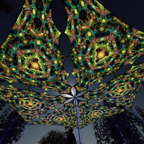 R2-TR01 - 6 Triangles Canopy Set - UV-Reactive Flurescent Ceiling Decoration - 3D-Preview